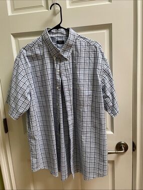 2 Men’s Arrow Button Down Collar Short Sleeve  Shirts-2 Blue & 1 Green Plaid